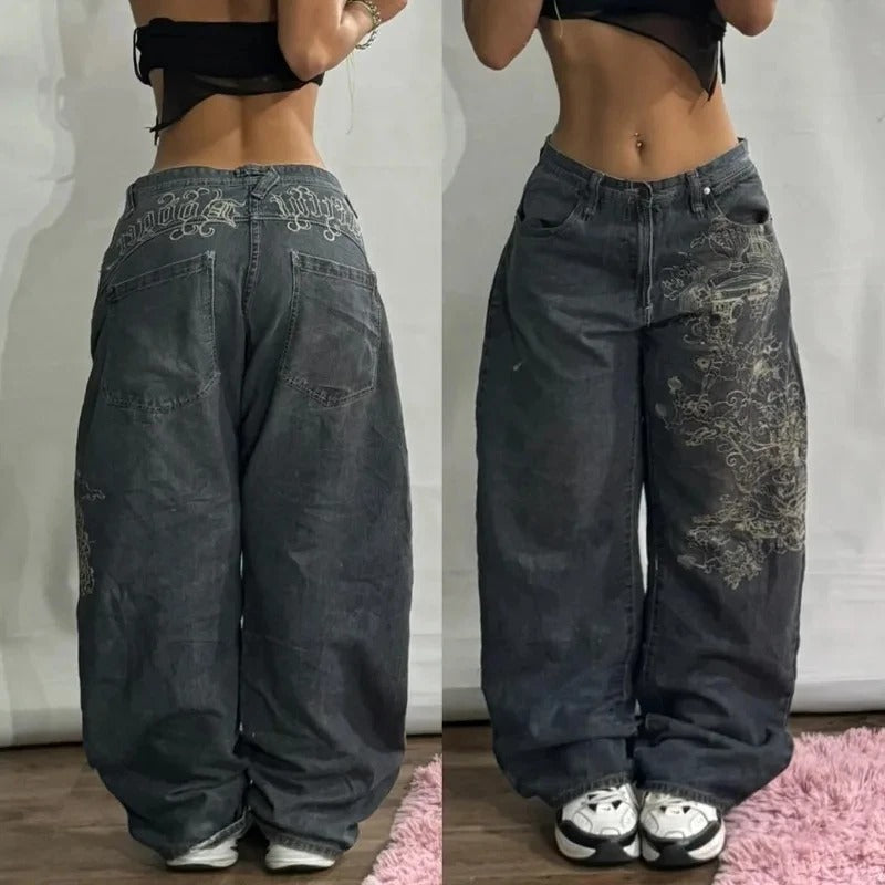 Y2K Baggy Jeans Womens New Multi-pocket Washed Vintage Jeans Harajuku Oversized Denim Pants High Waist Wide Leg Pants Trousers