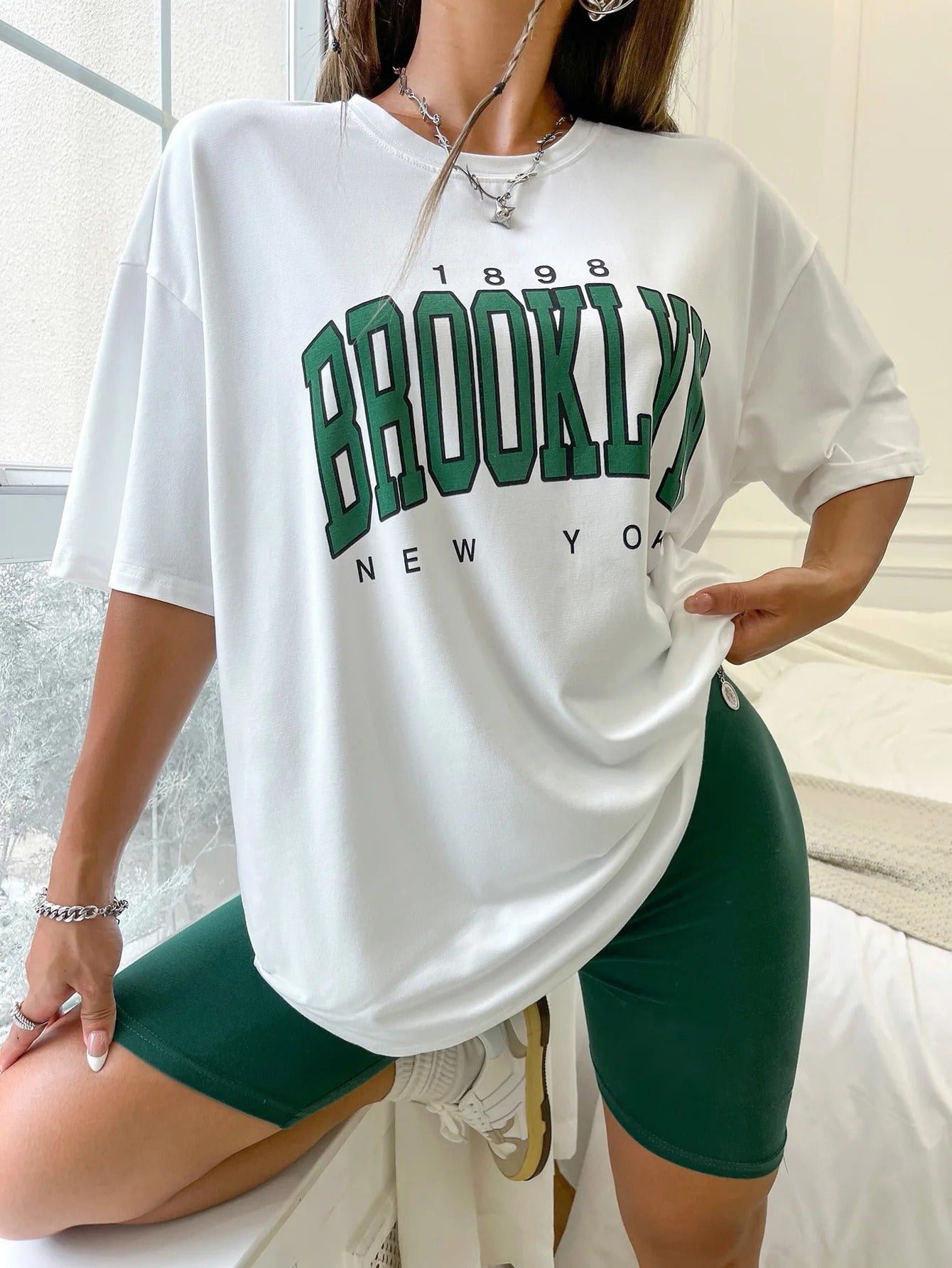 BROOKLYN Printed Men's and Women's T-shirt Summer Fashion Casual European and American Women's Tops Oversized T Shirt