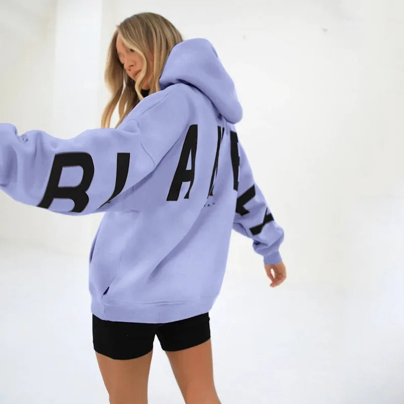 Blakey Hoodie Womens Letter Print Loose Pullover Hooded Sweatshirt Tops Youthful Woman Clothes Stitch Sweatshirt Fashion Hoodies