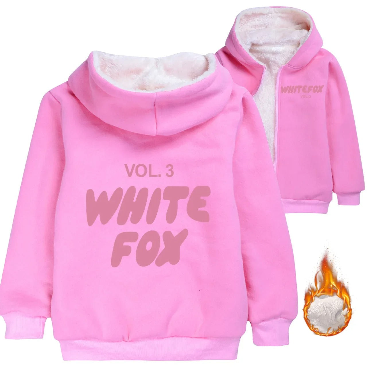 White Fox Children Clothes Winter Kids Warm Thick Velvet Hoody Jacket Teenager Boy Tops vol.3 Baby Girls Zipper Jackets Coat 2-15Y