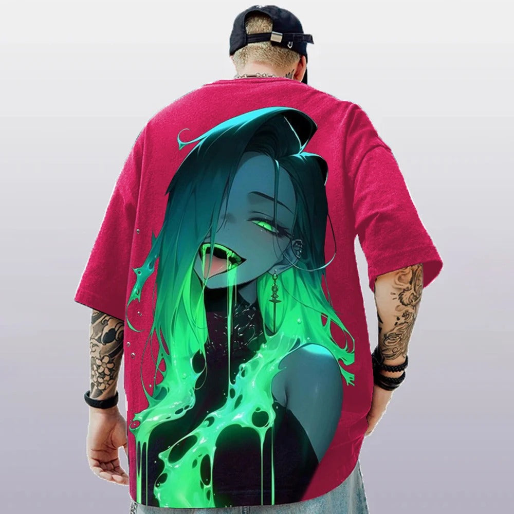 3d Anime Character Print T-Shirt For Men Summer Casual Men's T-Shirt Street Trend Tops Loose Oversized Short Sleeve-12-options