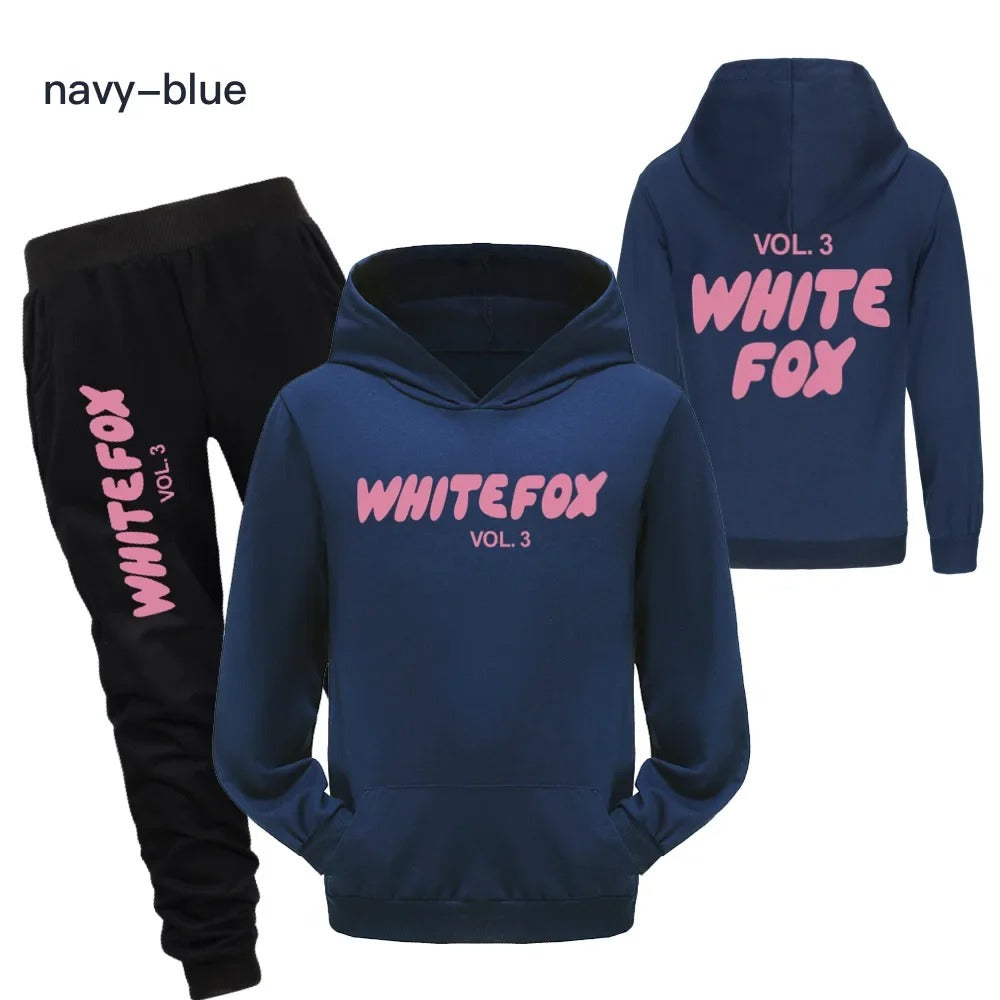 White Fox Spring Fall Children Clothing Sets Boys Baby Girls Tracksuits Kids Sport Suits vol.3 Long-sleeves Sweatshirt and Pants 2pcs Set