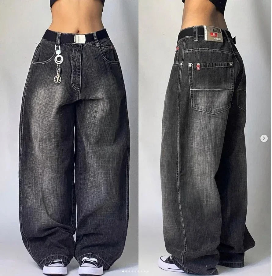 Y2K Baggy Jeans Womens New Multi-pocket Washed Vintage Jeans Harajuku Oversized Denim Pants High Waist Wide Leg Pants Trousers