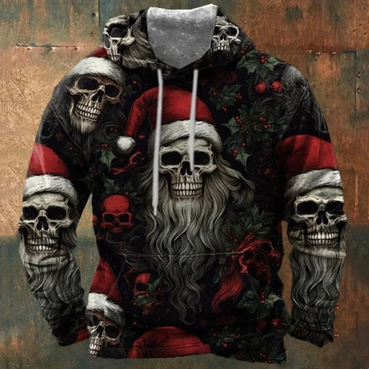 Funny Colourful Santa Claus 3D Print Hoodies For Men Clothes Fashion Cartoon Sweatshirt Xmas