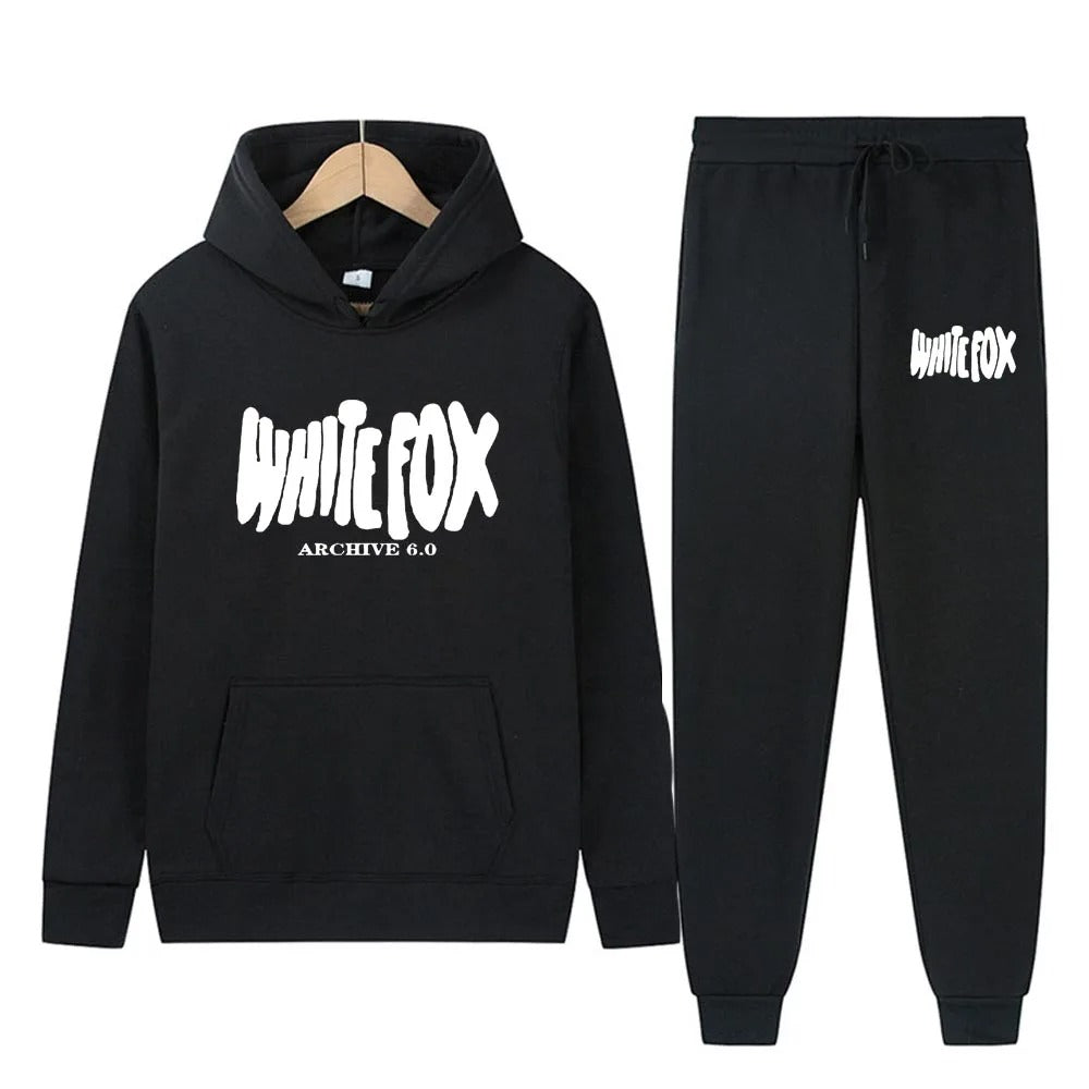 White Fox Autumn and Winter Plus Velvet Fashion Hoodie Street Hip Hop Skateboard Sports Set Casual High Quality Pure Cotton Set