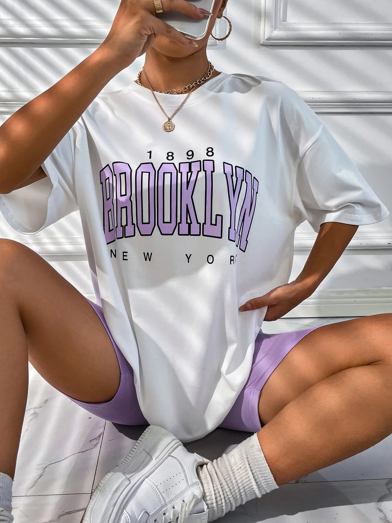 BROOKLYN Printed Men's and Women's T-shirt Summer Fashion Casual European and American Women's Tops Oversized T Shirt