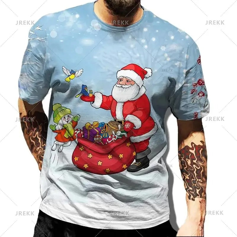 Funny T-shirt 3d Printed Santa Claus Oversized Tops Men TShirts-design-6-options